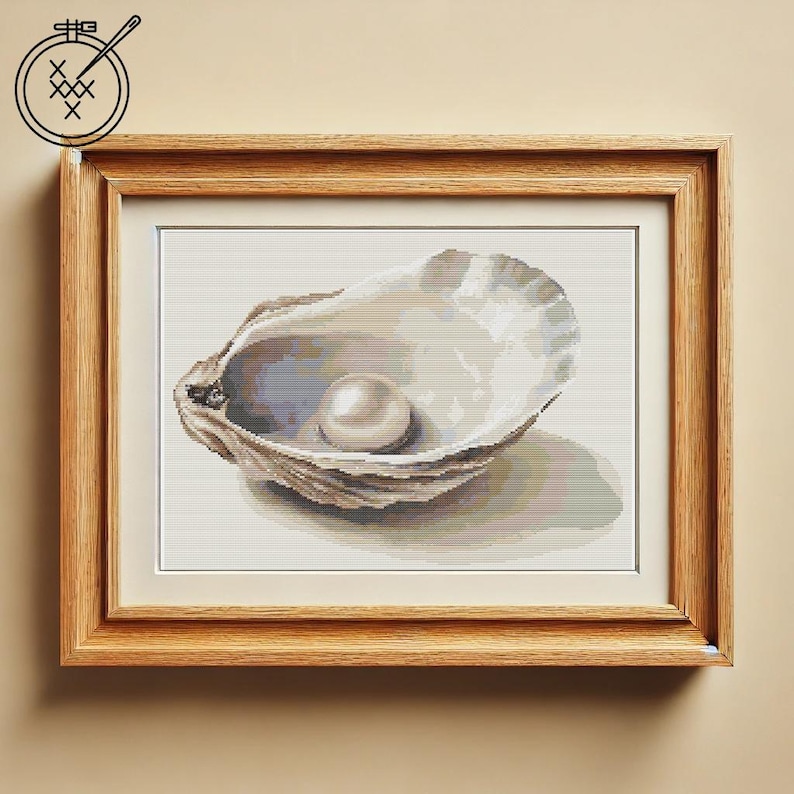 Pearl Oyster Shell Cross Stitch Pattern(pdf) Sea Life Pattern | Easy to ...