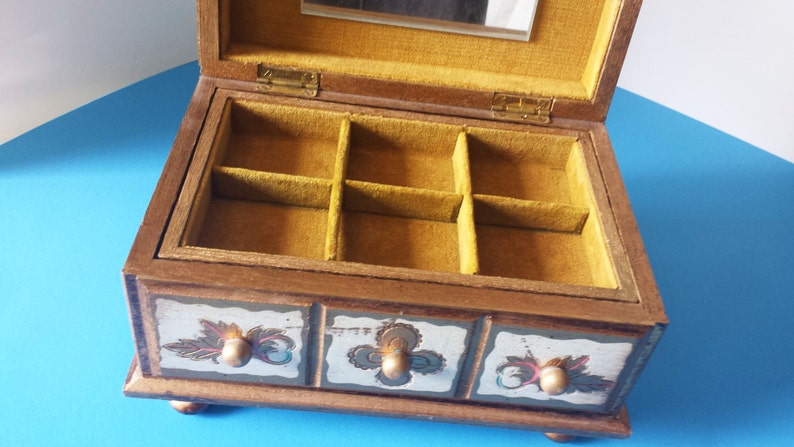 Vintage Jewelry Music Box Shabby Chic Gold Wash 1950s