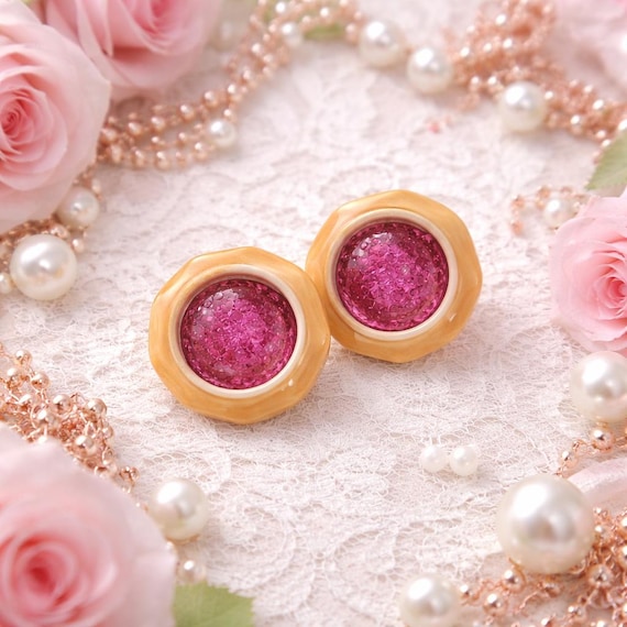 Handmade Vintage Bakelite Button Post Earrings - image 3