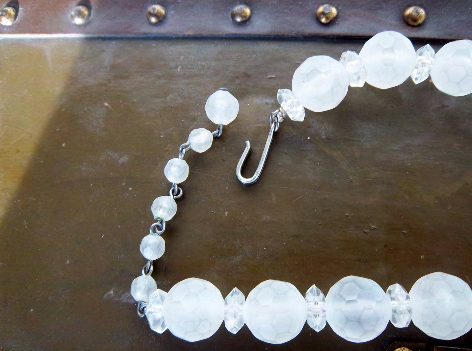 Vintage Mid Century Choker Necklace Plastic White Beaded 1950s Etsy
