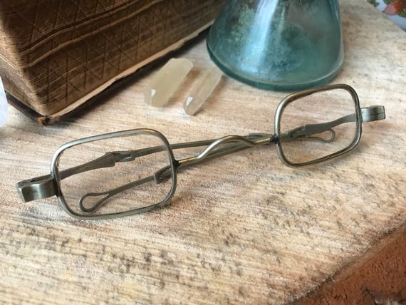 Antique Straight Temple Square Eyeglasses 1800s - image 2