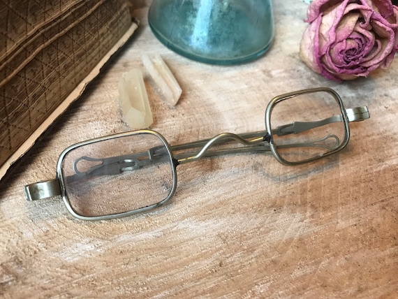 Antique Straight Temple Square Eyeglasses 1800s - image 1