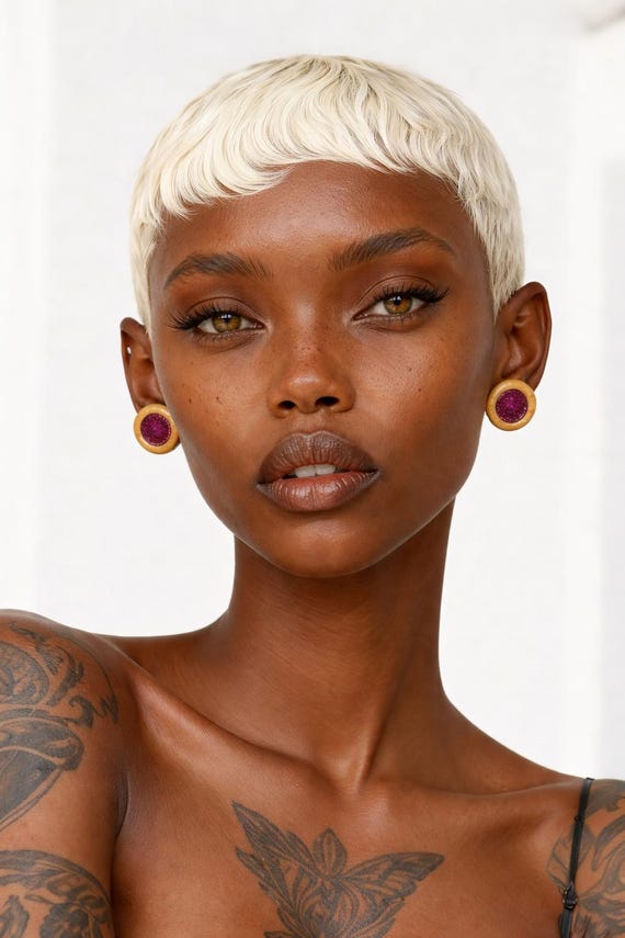 Handmade Vintage Bakelite Button Post Earrings - image 1