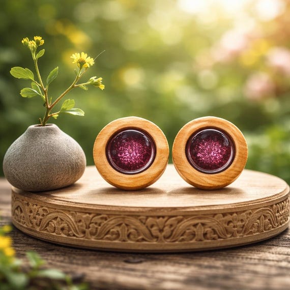 Handmade Vintage Bakelite Button Post Earrings - image 2