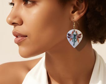 Handmade Porcelain Dragonfly Dangle Earrings