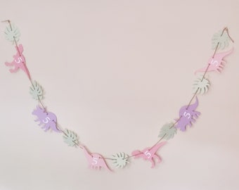 Pink & Purple Dinosaur Jungle Birthday Banner, Jungle decorations, Dinosaur banner, girls birthday decor, bedroom decor, girl decor.