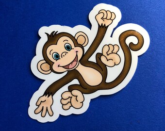 Cute Monkey Family Stick Figure Car/Truck/Vehicle Waterproof UV Laminate Sticker 