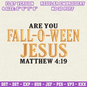 Are You Fall-O-Ween Jesus Hat Embroidery File, Christian Fall Hat Design, Faith Autumn Cap Embroidery, Digital Download