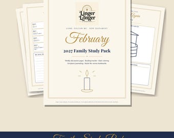 New Testament 2027 February Printable Study Pack | John Matthew Mark Luke | Kids Coloring, Reading Tracker, Scripture Journal | Download