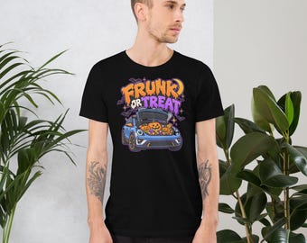 Halloween-shirt voor EV-bezitters, T-shirt voor 'Frunk or Treat', Cadeau voor elektrische auto's, Grappig T-shirt voor 'Trunk or Treat', Herfstshirt voor EV-rijders, Autoliefhebber