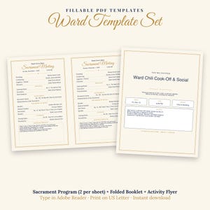 Fillable Sacrament Program & Ward Activity Flyer | LDS Printable PDF Template | Type in Adobe Reader | Ward Bulletin | Instant Download