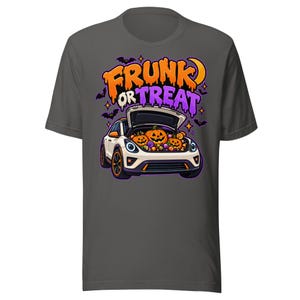 Frunk or Treat Shirt, Funny EV Halloween Tee, Electric Car Owner Gift, Frunk-or-Treat T-Shirt - White Car