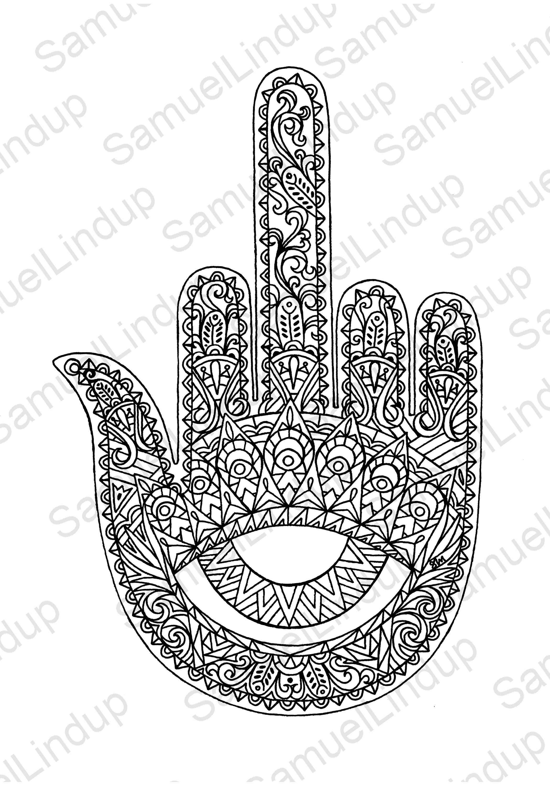 A3 Mittelfinger Ausmalbild Hamsa Hand Mittelfinger Kunst - Etsy Österreich