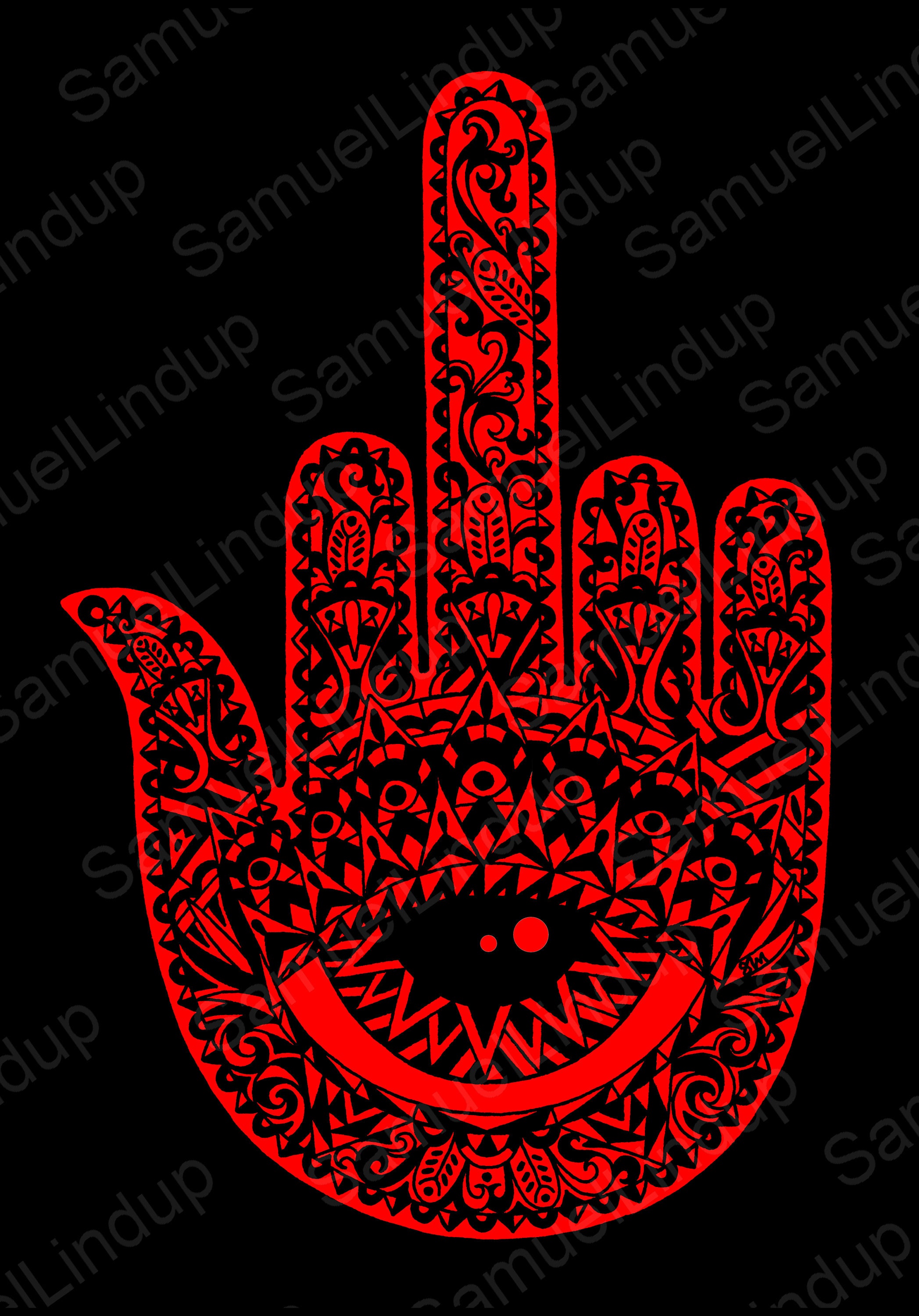 Middle finger Sign by male hand. Fuck you sign and text. Vector black  vintage engraved illustration on dark background. Stock Vector by  ©DenisPotysiev 104133656