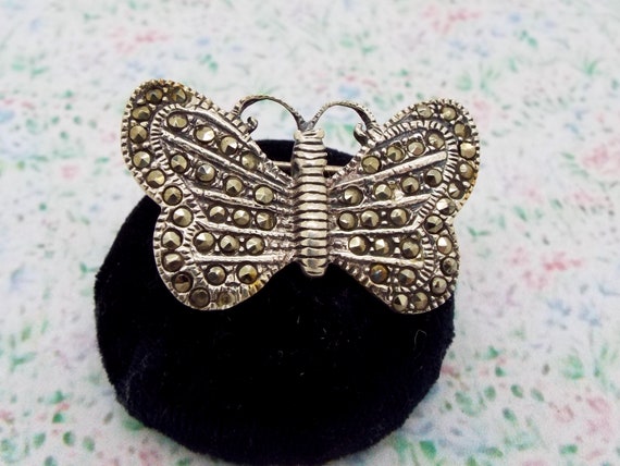Sterling silver butterfly brooch deals