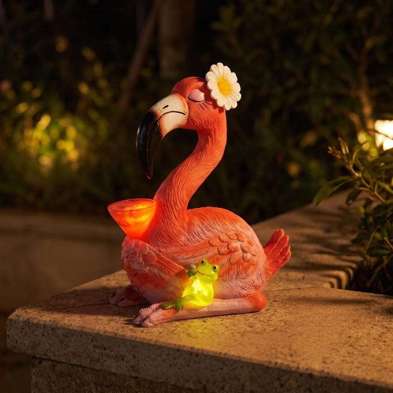 Solar Statue Solar Flamingo Statue - Etsy