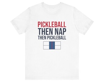 Camiseta "Pickleball, luego siesta, luego pickleball", regalo divertido para jubilados, regalo para amantes del pickleball, regalo de Navidad para jugadores de pickleball, regalo de cumpleaños.
