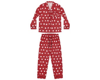 Conjunto de pijama navideño de satén para mujer con estampado de pickleball, pijama de manga larga con botones, regalo ideal para amantes del pickleball, pijama de lujo para las fiestas.