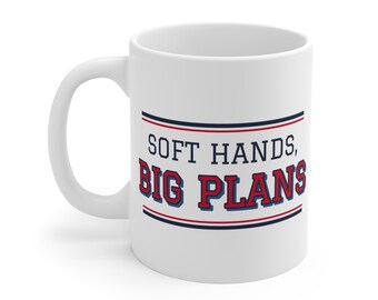 Taza de pickleball "Manos suaves, grandes planes", taza de café divertida de 325 ml para mujeres