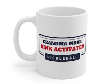 Taza de pickleball "Modo Abuela" con activación por golpe suave, regalo divertido de pickleball para la abuela, regalo para mujeres, regalo de Navidad para jugadora de pickleball.