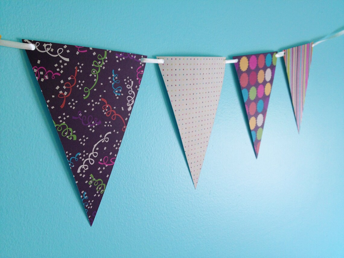 Cardstock pennant birthday banner Etsy