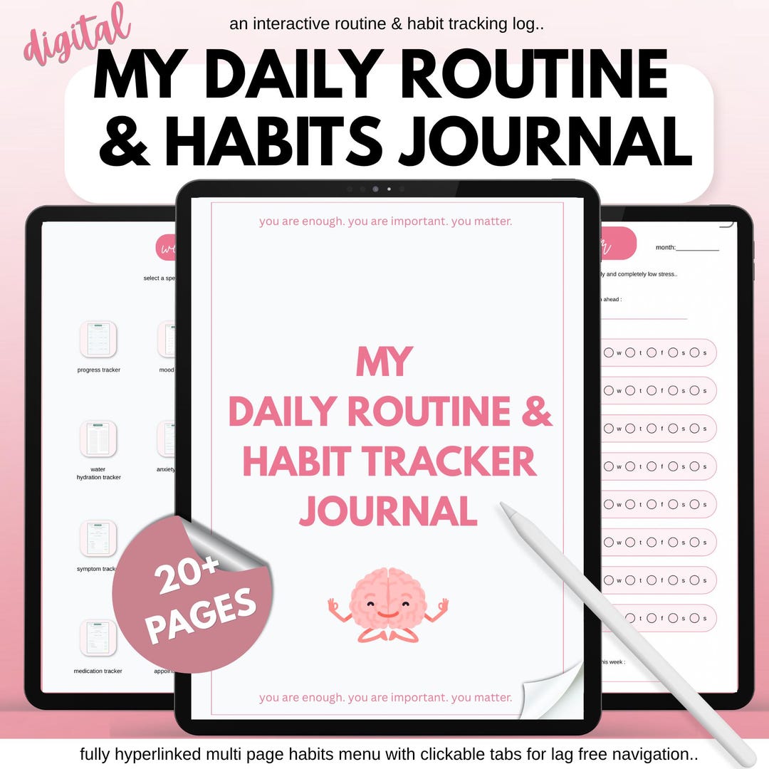 Digital Daily Routine Planner, Undated Habit Tracker Log, Anxiety ...