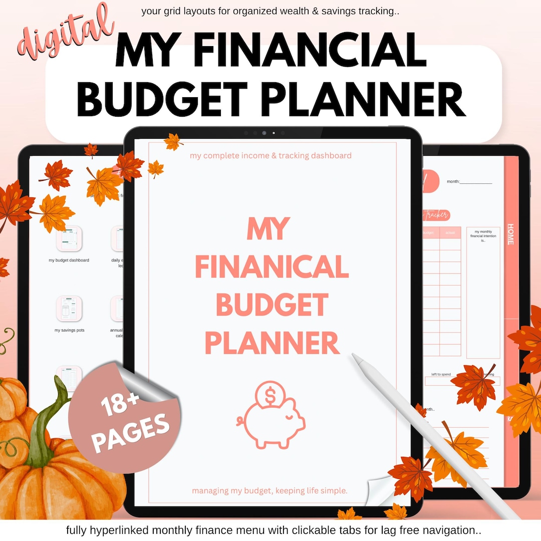 Digital Financial Budget Planner, Undated Monthly Finance Tracker ...
