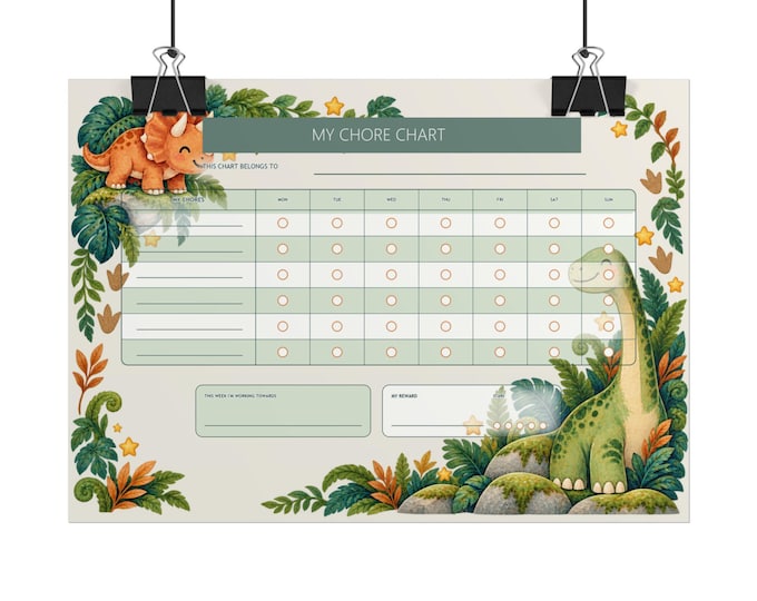 Dinosaur Chore Chart Rolled Poster