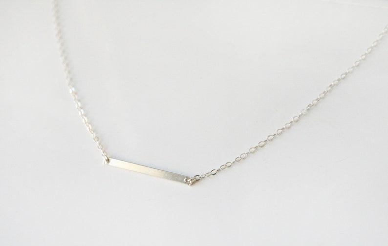 Sterling Silver Flat Bar Necklace Etsy