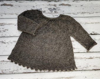 Hand knitted baby girl tunic blouse / All season accessory / Kids knitted clothing