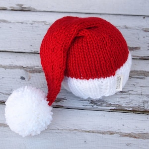 Newborn Baby CHRISTMAS Knitted Little Santa Elf Hat for Photography Props