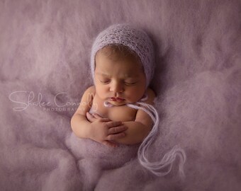 Newborn baby Girl Lace Mohair Bonnet/ Unique Luxury Photography Prop