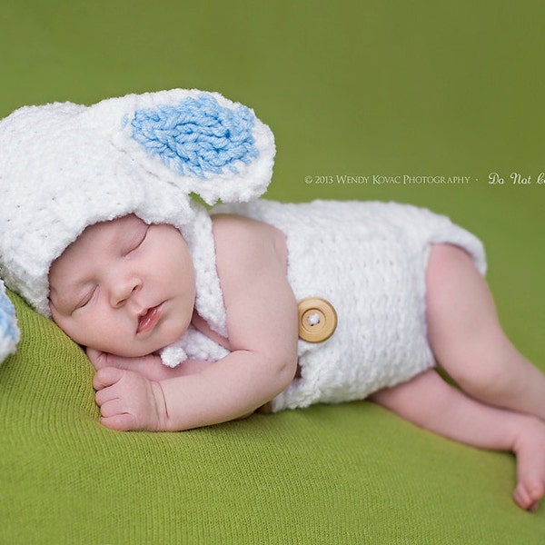 RTS Halloween costume Little Lamb Newborn baby girl or boy hand knitted overalls and hat set for Photography Props