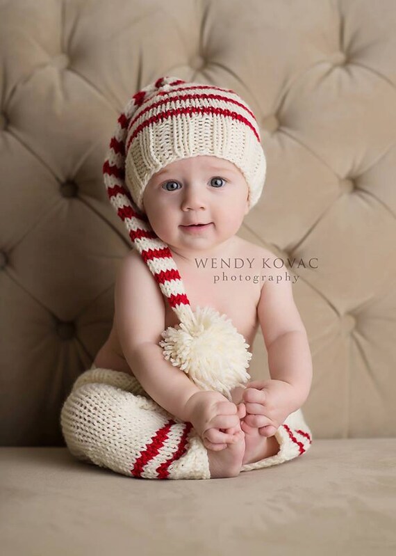 NEWBORN Pants and Elf Hat CHRISTMAS Baby Girl or Boy Set for