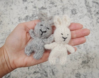 RTS Little Creature Stuffed Tiny Bunny / Strickhase / Spielzeug Fotografie Prop / Miniatur Tier Spielzeug