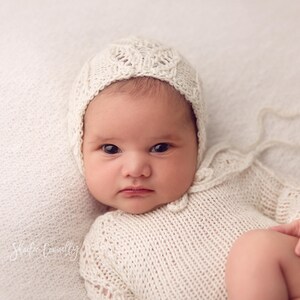 Newborn Baby Girl, Hand Knitted Lace Long Sleeve Bodysuit Romper and ...