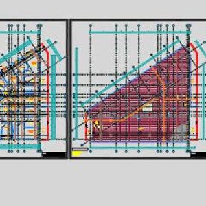 May include: A series of architectural technical drawings displayed in a horizontal row. The images feature various building cross-sections, structural diagrams, and elevation plans rendered in blue, red, and black lines on a light gray background.