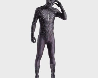 Costume de cosplay Venom Spider, combinaison Zentai en lycra noir symbiote avec masque amovible