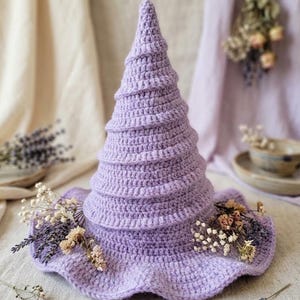 Crochet Witch Hat Pattern, Wide Brim Pointed Hat PDF, Fantasy Costume Headwear Pattern, Adult Fancy Dress Accessory, Digital Download.