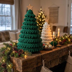 Crochet Loopy Christmas Tree Pattern, Textured Loop Design, Handmade Holiday Centerpiece, Digital Download