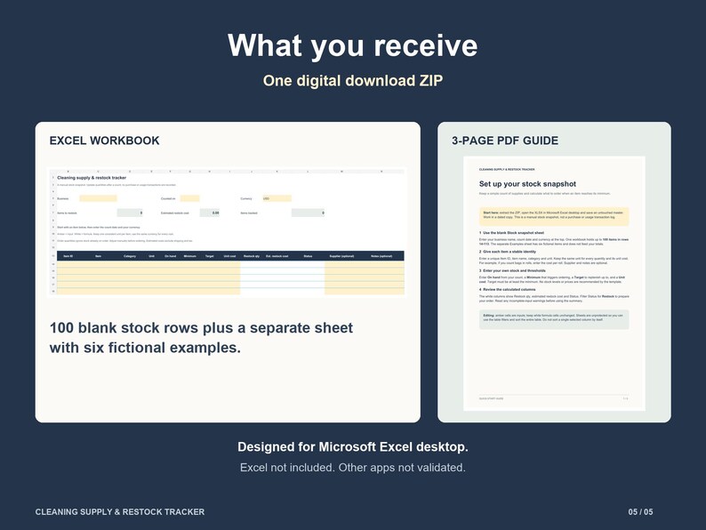 Cleaning Supply Inventory & Restock Tracker, Excel Template - Etsy