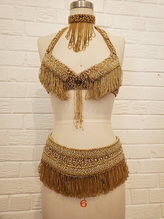 Vintage 1950s Burlesque Costume • Pastel and Gold