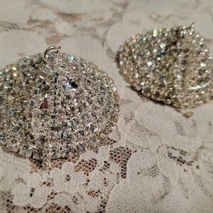 Vintage 1980s 90s Rhinestone Pasties Metal Crystal Burlesque Nipple Pasties New Old Stock