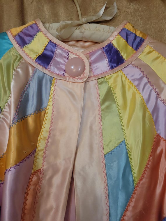 Vintage Satin Patchwork Jacket Robe Showgirl Boud… - image 14