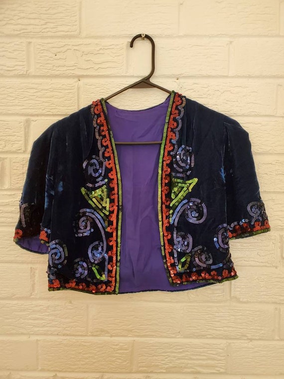 1930s Vintage Velvet and Sequin Bolero • Midnight