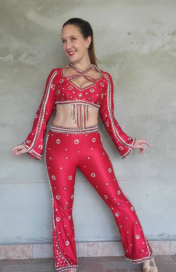 Vintage 1970s 1980s Circus Showgirl Costume Rhinestone  display picture 1