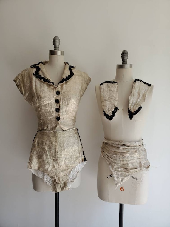 Vintage 1940s Gold Lame Majorette Showgirl Costume
