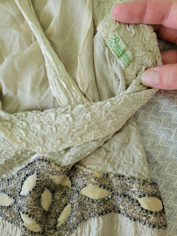 Vintage 1930s Gown Beaded Waist Open Back FOGA Label … Gem