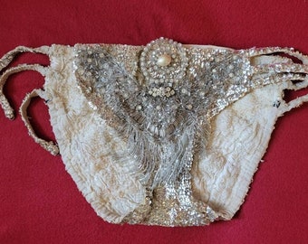 Vintage Burlesque Bottoms Heavily Sequin and Beaded Antique Showgirl Costume