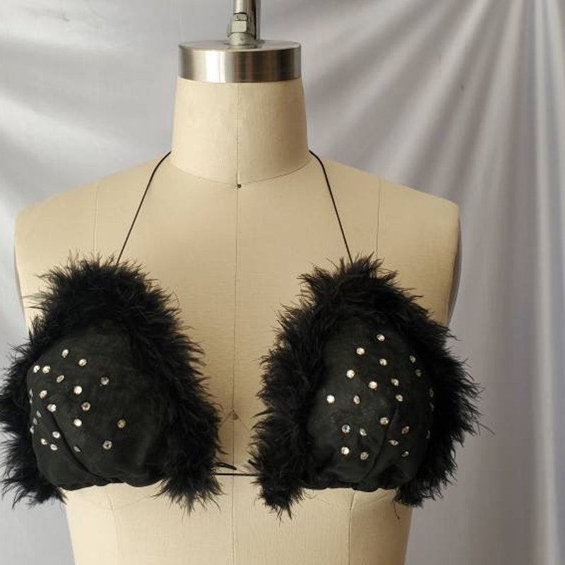 Feather Trim Mesh Bra Set - Retro Boudoir Glamour